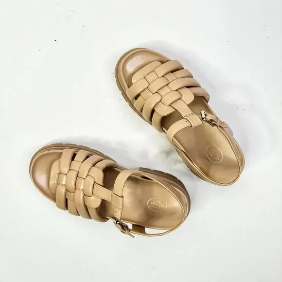 Ash Sandals Women 10 Beige Sirena NEW Leather Platform Chunky Shoes Athleisure - Picture 4 of 8